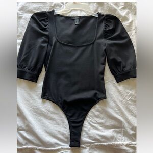 Black medium sleeve sweater bodysuit